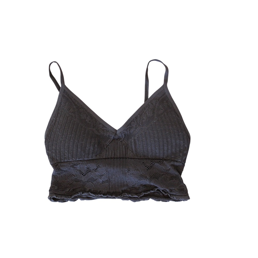 Zen Island Santa Cruz Lilo Black Padded Textured Stretchy Bralette XS S